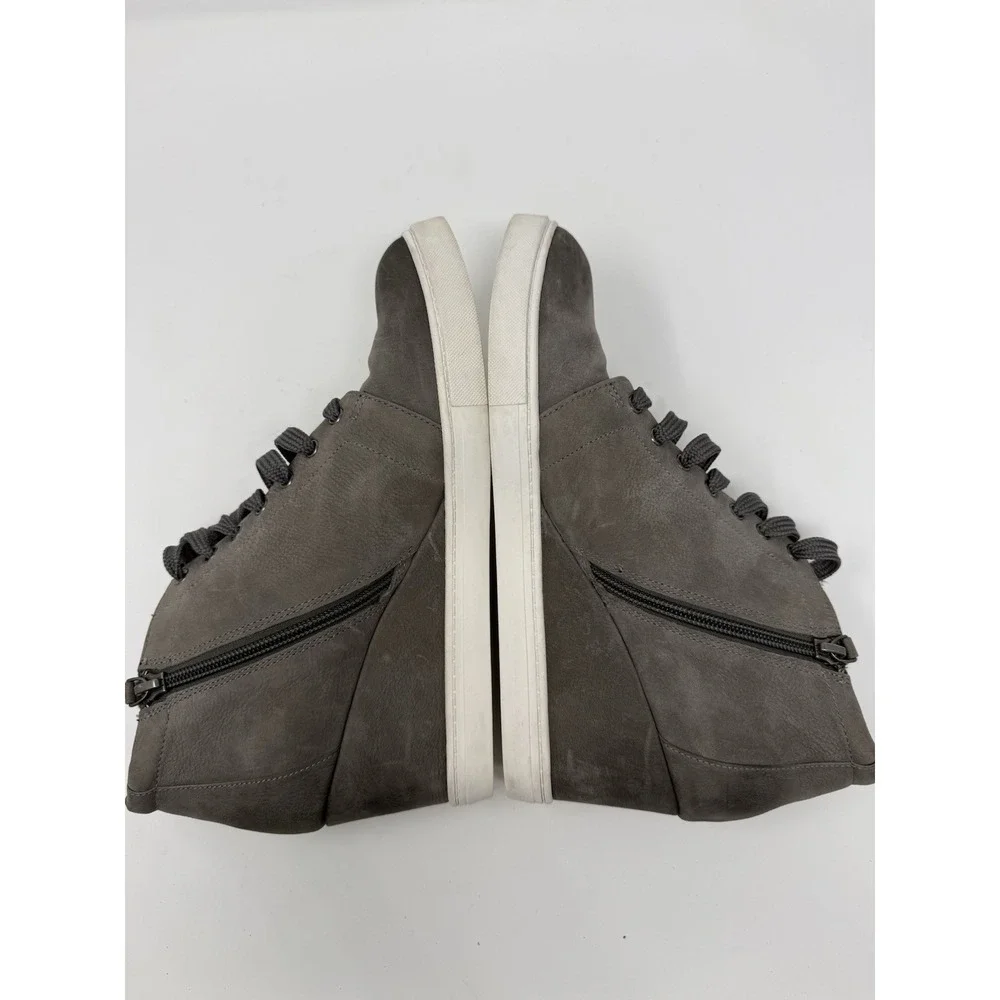 Caslon Soft Gray‎ Leather Wedge Sneakers Shoes Side Zip Laces SZ 9M